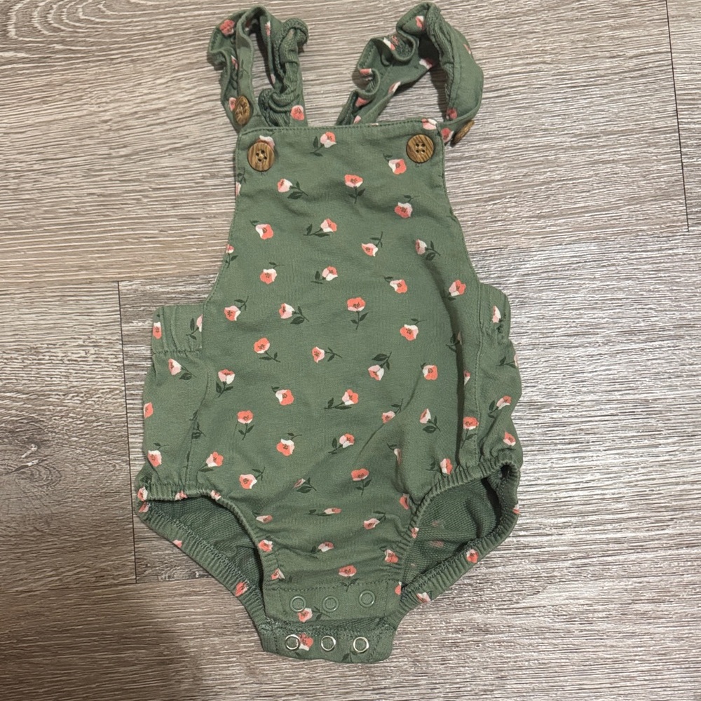 Green Floral Baby Romper